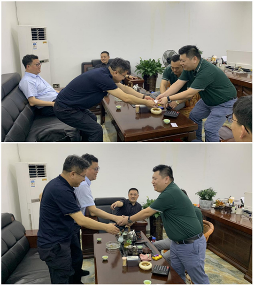 綏芬河市城投集團(tuán)、工業(yè)信息科技局領(lǐng)導(dǎo)蒞臨雷諾瓷磚膠參觀考察